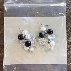 Chic Black and White Beaded Earrings